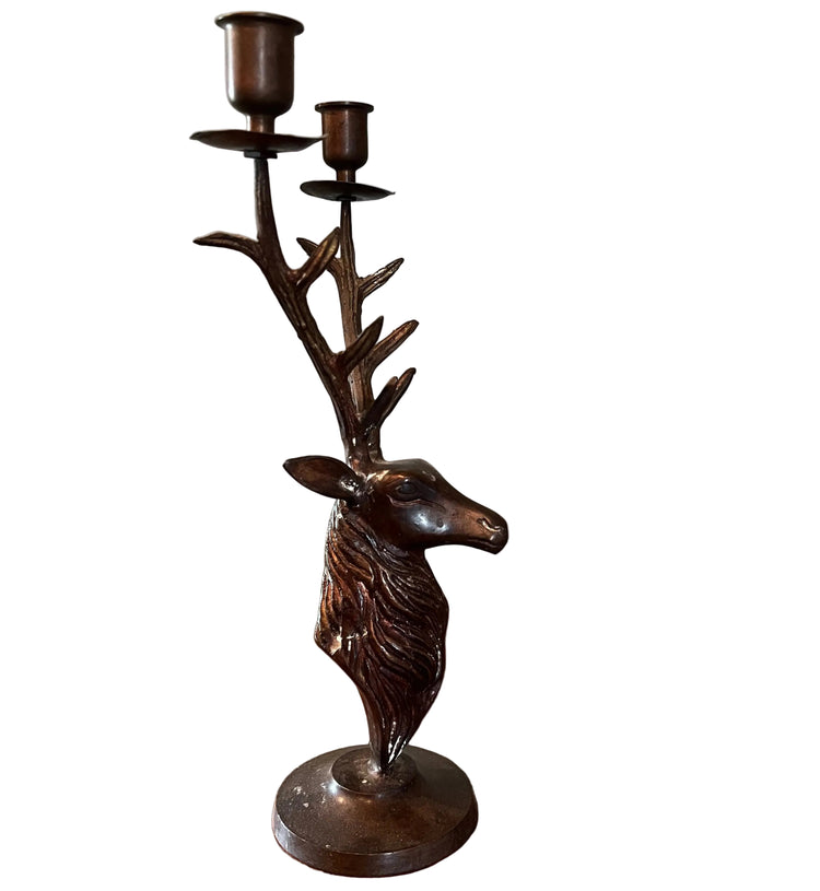 Vintage Bronze Deer Candle Holder