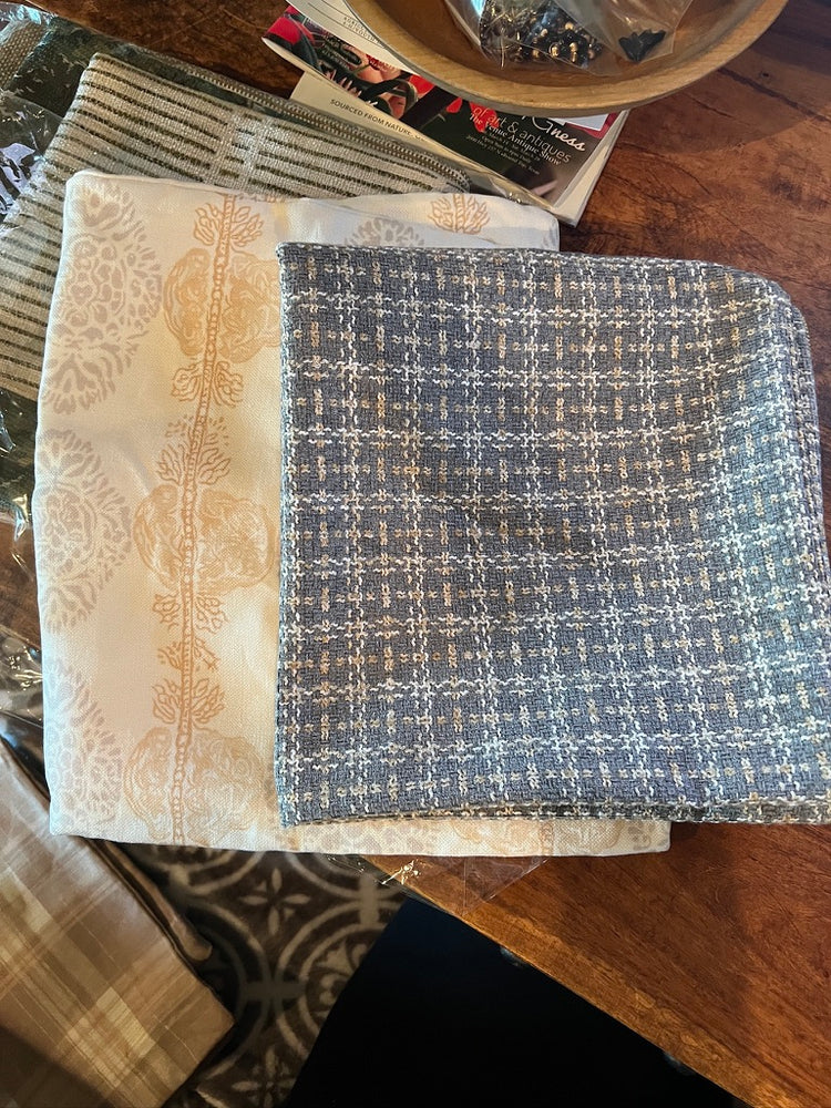 Woven Gray, Cream and Tan 21" Square Pillow Cover