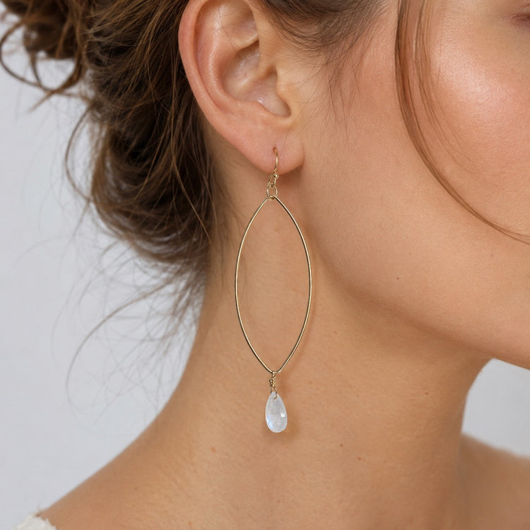Moonstone Gold Drop Earrings