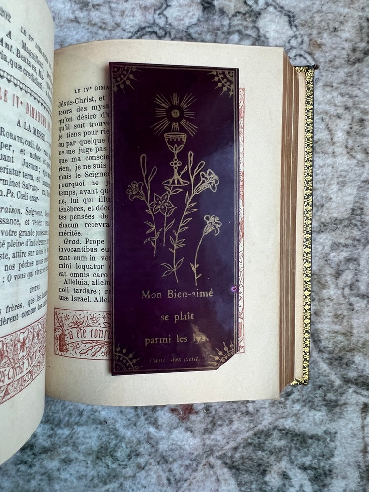 Antique French Green Leather Bound Missel Book, 1893