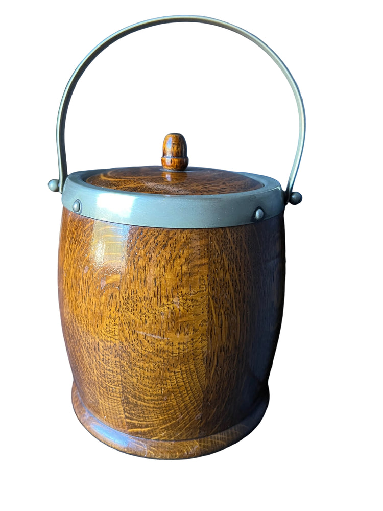 Vintage Edwardian English Wood Biscuit Barrel