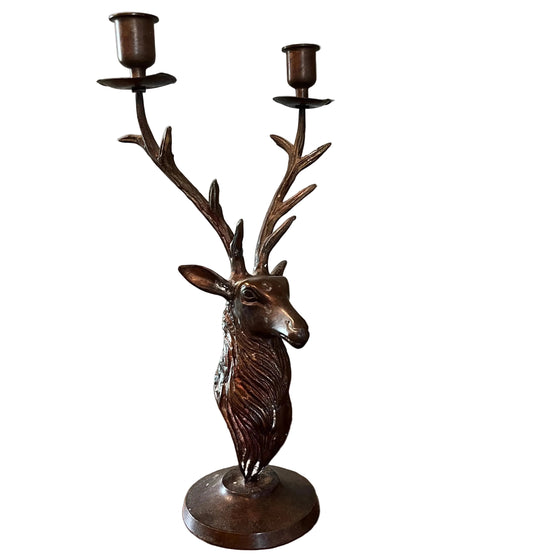 Vintage Bronze Deer Candle Holder