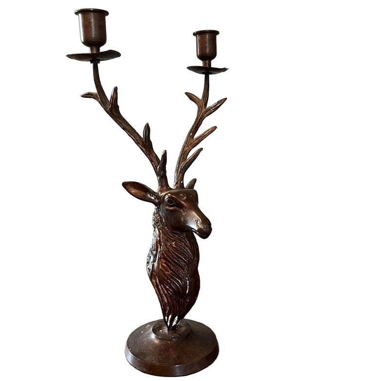 Vintage Bronze Deer Candle Holder