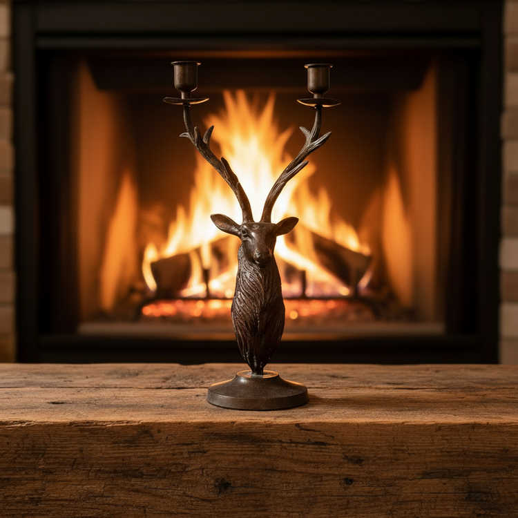 Vintage Bronze Deer Candle Holder