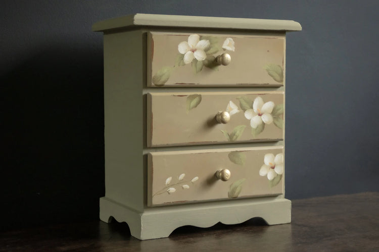 Vintage English Floral Hand Painted Tabletop Dresser
