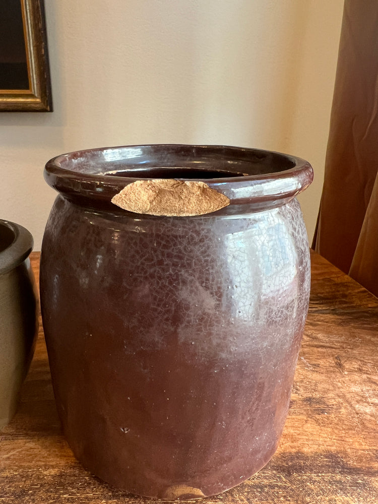 Antique French Brown Crock