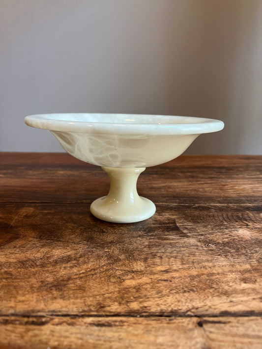 Vintage Alabaster Bowl Compote on Pedestal