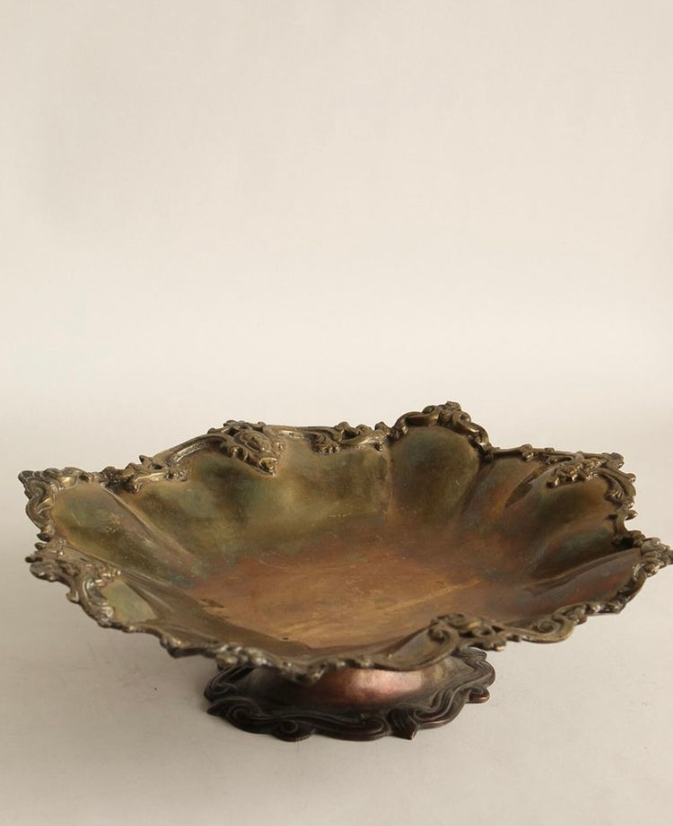 Vintage Brass Ornate Pedestal Compote
