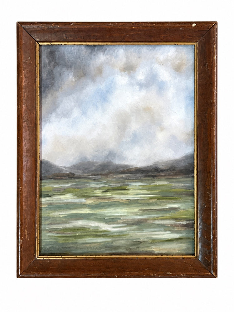 Original Landscape Oil Painting, Solid Wood Vintage Frame