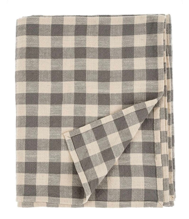 French Grey Gingham Tablecloth