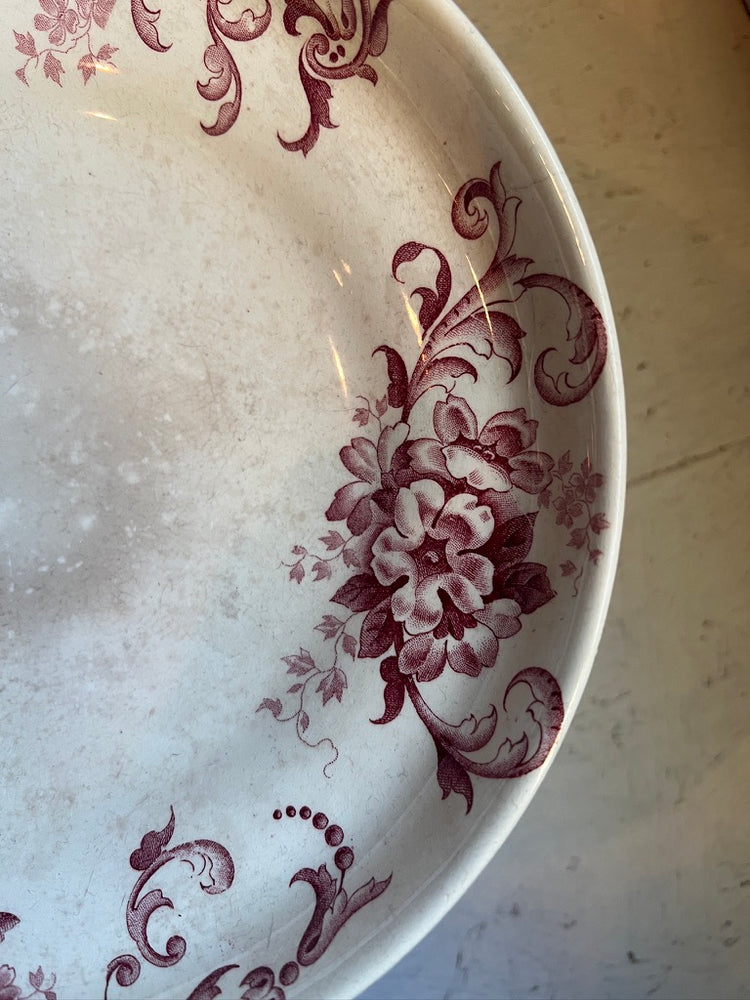Antique French Ironstone Red Compote