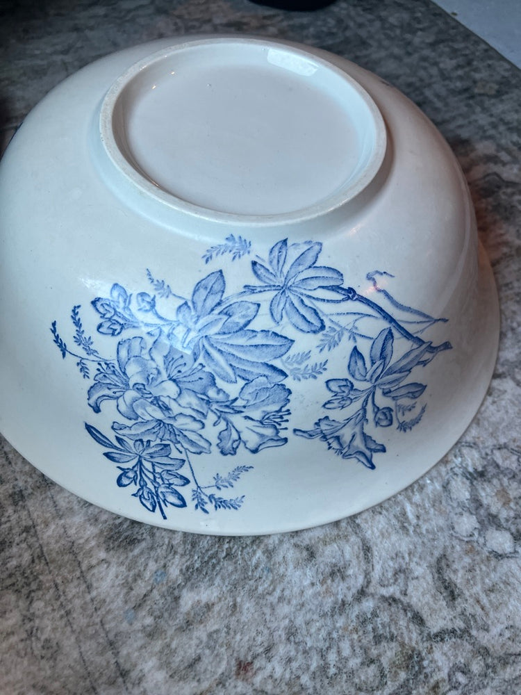 Large Vintage French Blue and White Terre de Fer Bowl
