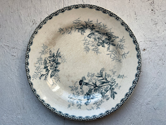 Blue Antique French Ironstone Terre De Fer Choisy le Roi "Roscoff" Plate