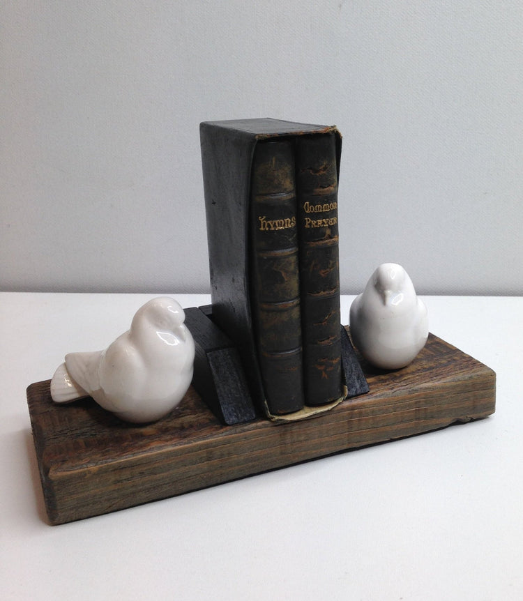 1800’s Leather Hymns and Prayer Books with Porcelain Birds