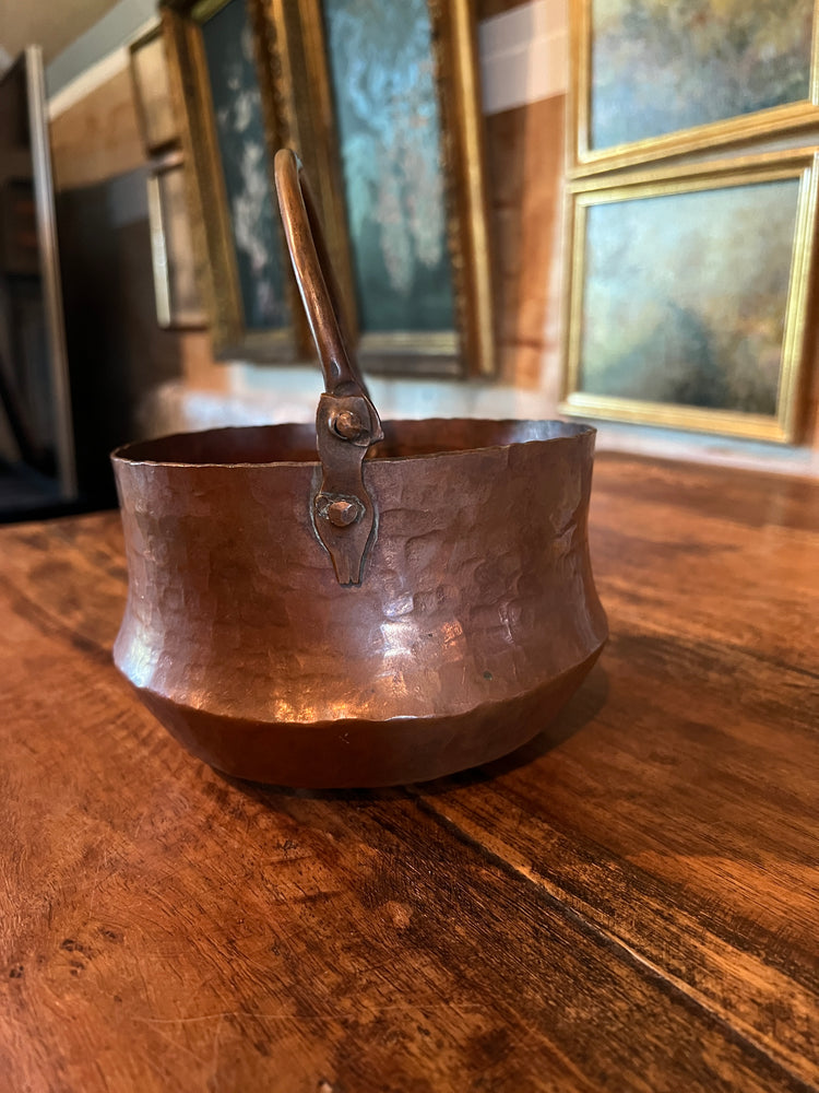 Antique Hammered Copper Cauldron