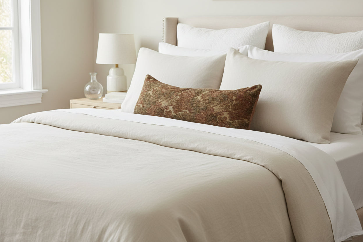 Tapestry fabric long lumbar pillow