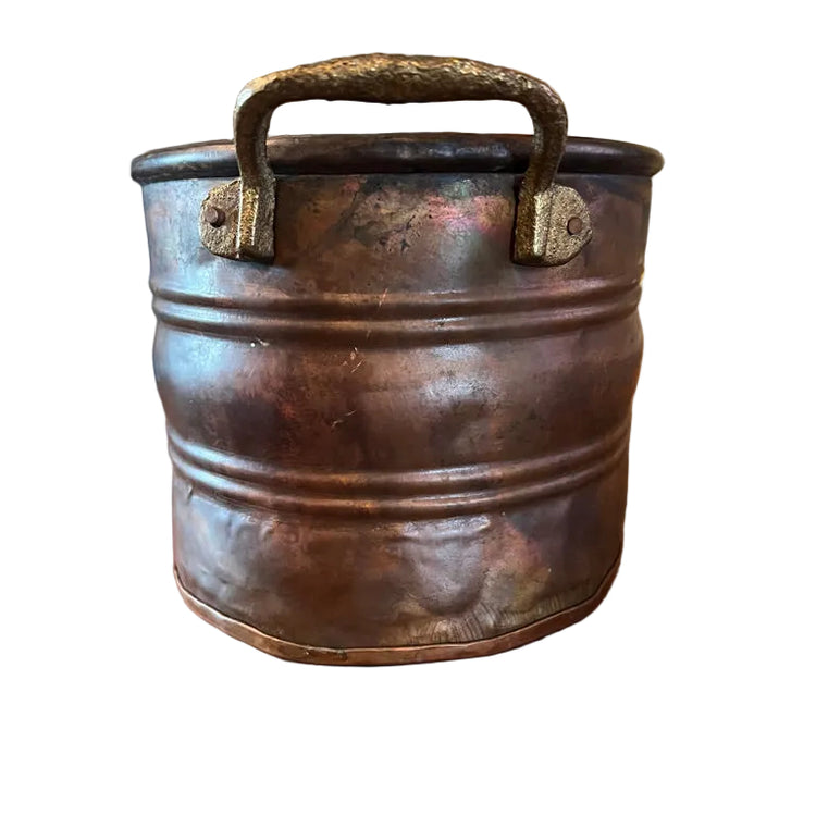 Antique Oval Copper Planter Bucket