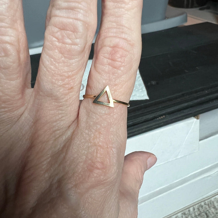 14K Gold Open Triangle Ring