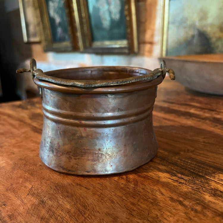 Small Primitive Antique Copper Cauldron