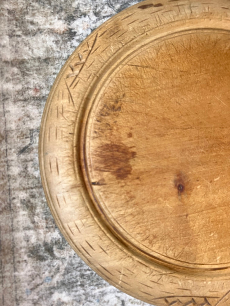 Antique English Round Bread Board - Wheat