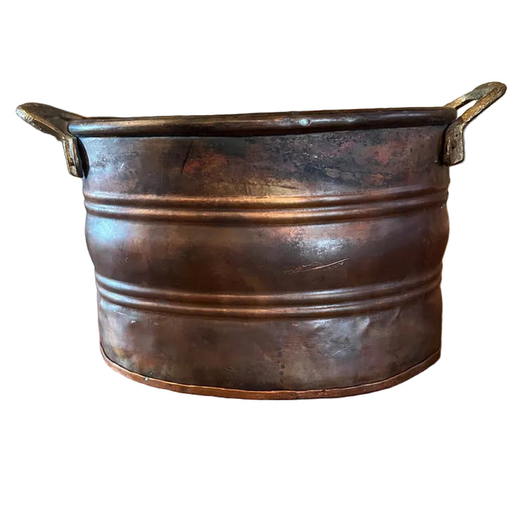 Antique Oval Copper Planter Bucket