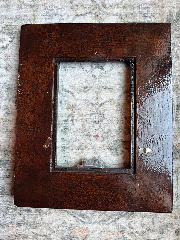 Vintage Wood Frame with Silver Frog