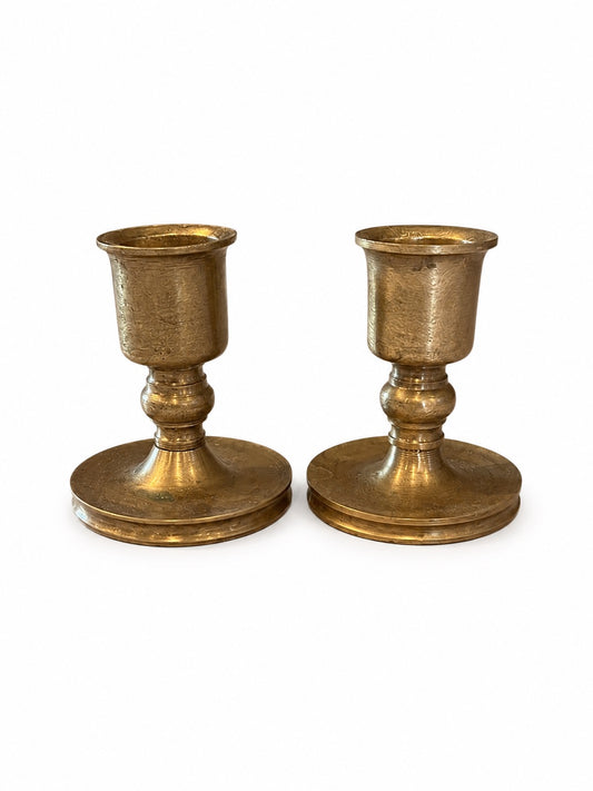 Set of 2 Vintage Brass Small Candlesticks