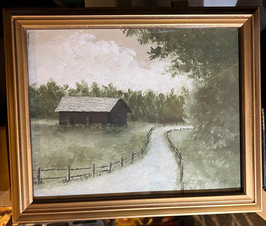 Moody Black Farmhouse Print in Vintage Gold Frame