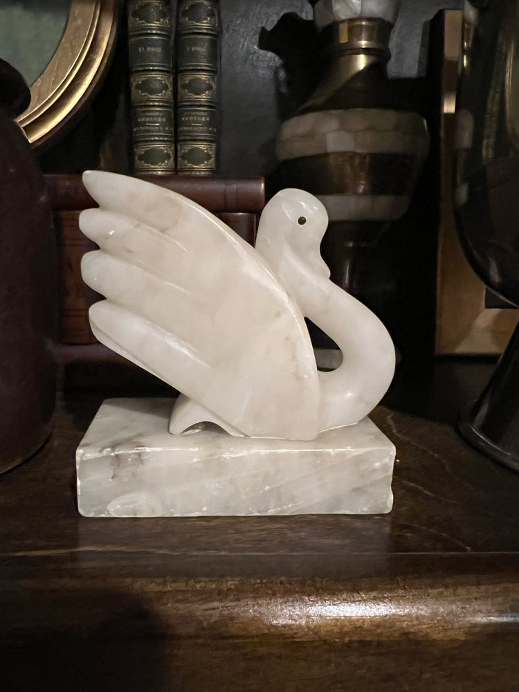 Vintage Alabaster Swan Bookend