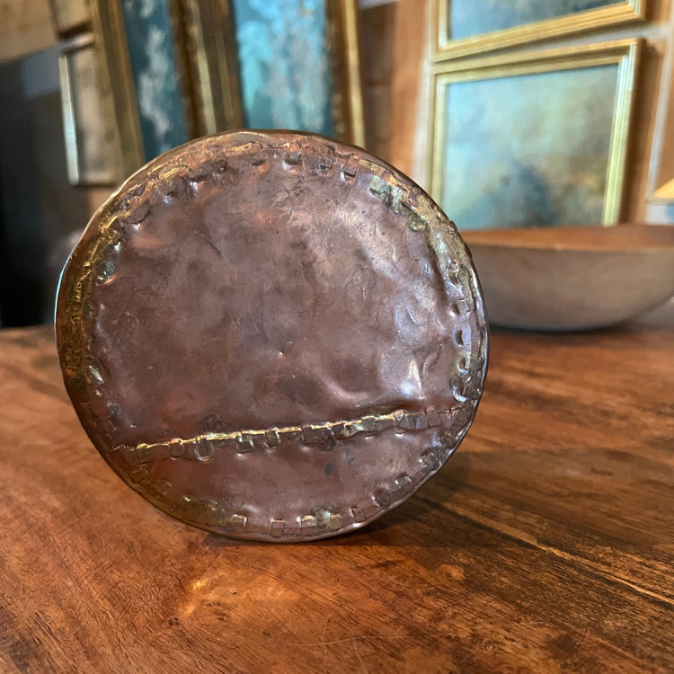 Small Primitive Antique Copper Cauldron