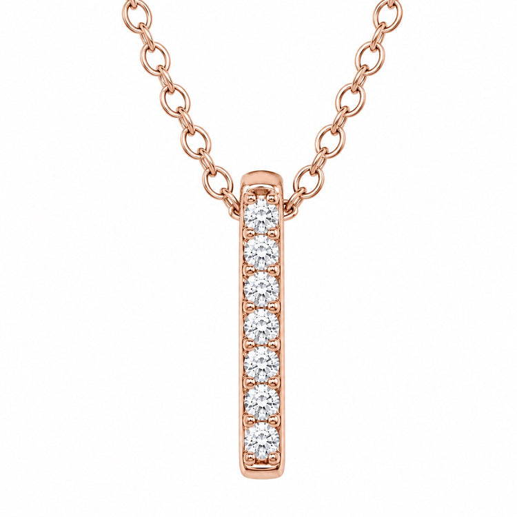 14K Gold Tiny Vertical Diamond Bar Necklace