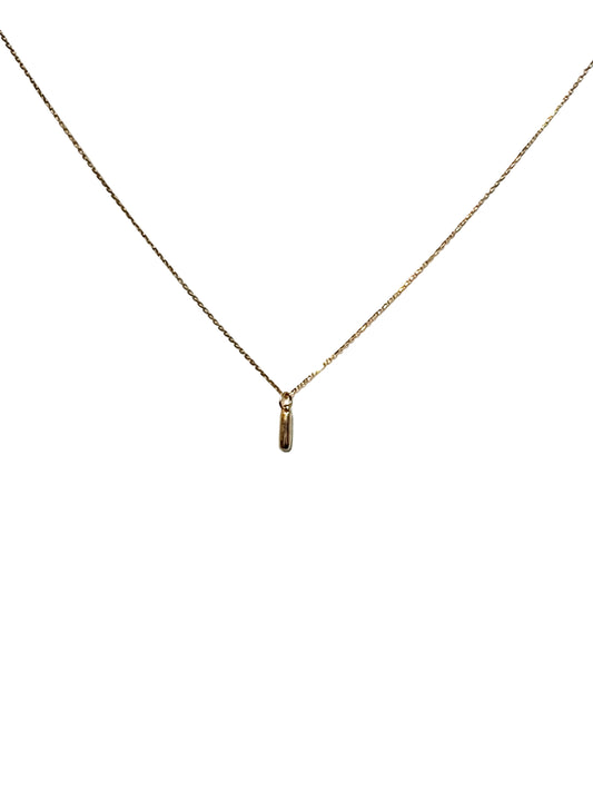 14K Gold Tiny Bar Dangle Necklace