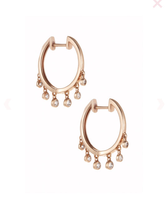 14K Gold Diamond Small Shaker Hoop Earrings