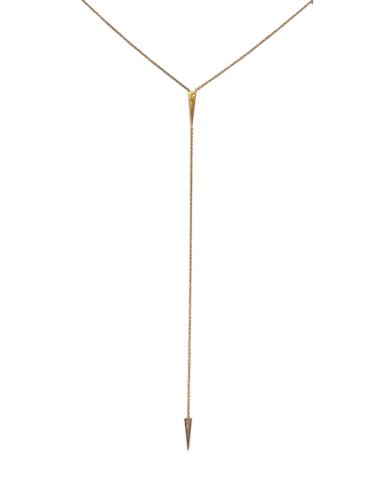 14K Gold Small Long Triangle Lariat Necklace