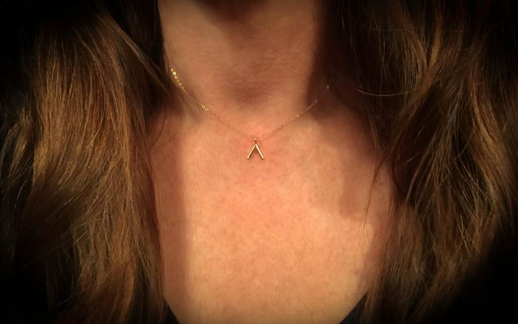 14K Gold Tiny A Necklace