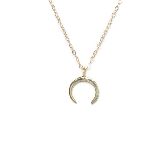 14K Gold Tiny Crescent Moon Necklace