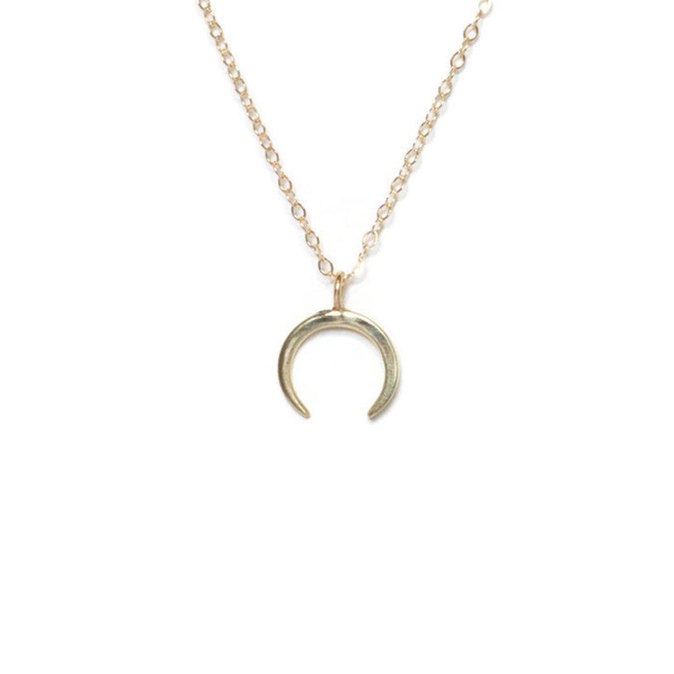 14K Gold Tiny Crescent Moon Necklace