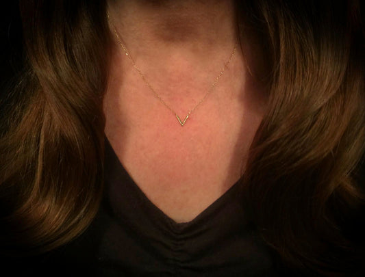 14K Gold Tiny V Necklace