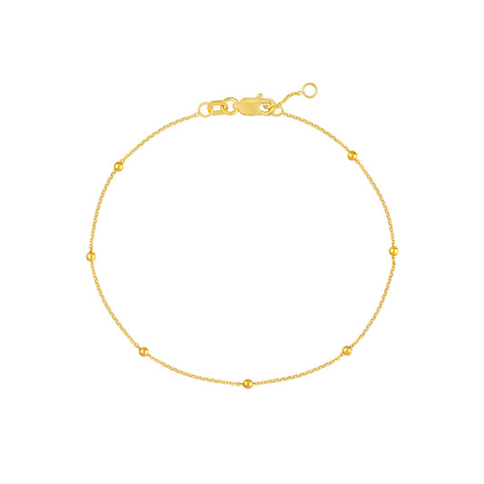 14K Gold Bead Station Chain Bracelet