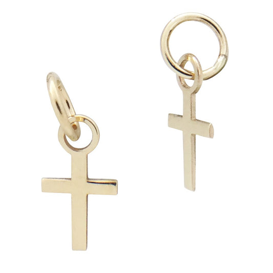14K Gold Tiny Cross Charm