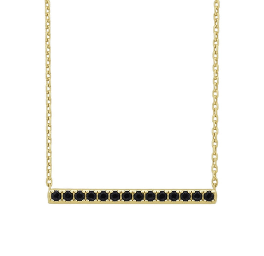 14K Gold Tiny 15 Black Diamond Necklace