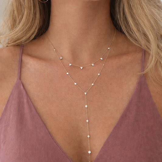 14K Gold Diamonds by the Yard Lariat Y Necklace