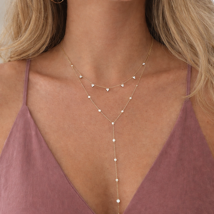 14K Gold Diamonds by the Yard Lariat Y Necklace