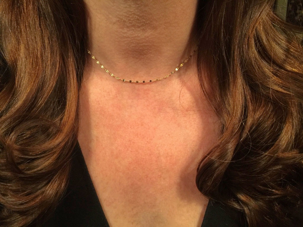 14K Gold Diamond Cut Sequin Chain Necklace | AVIE Fine Jewelry