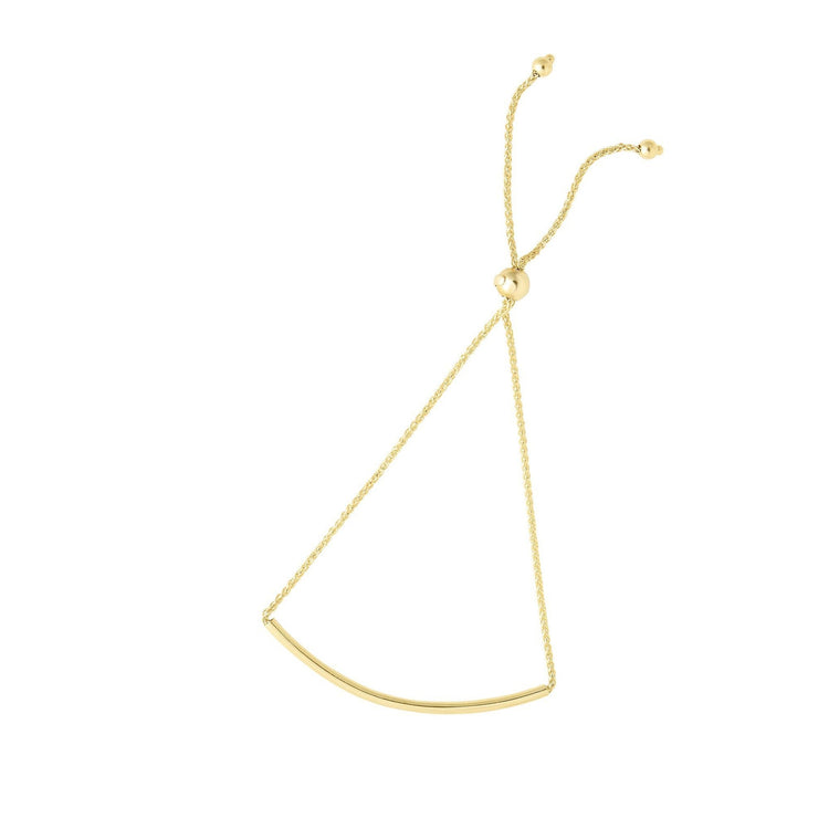 14K Gold Bar Adjustable Friendship Bracelet | AVIE Fine Jewelry