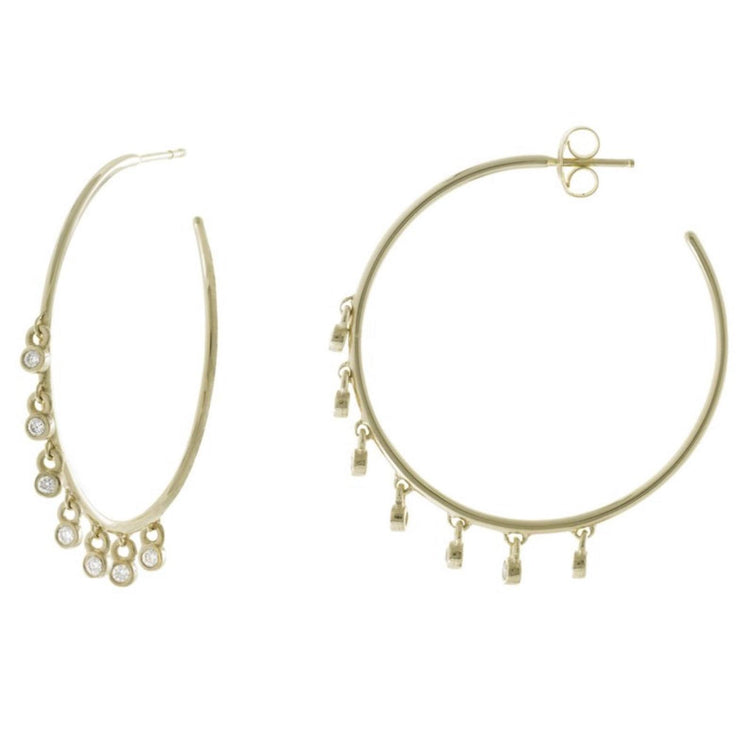14K Gold Diamond Dangle Shaker Hoop Earrings | Avie Fine Jewelry