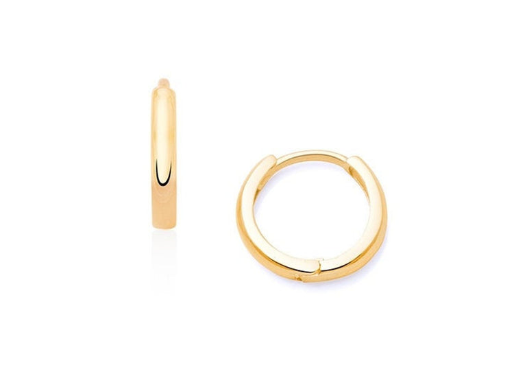 14K Gold 10 mm Huggie Hoop Earrings | AVIE Fine Jewelry