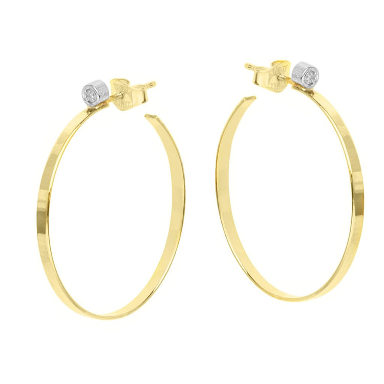 14K Gold Diamond Flat Front Hoop Earrings | Avie Fine Jewelry