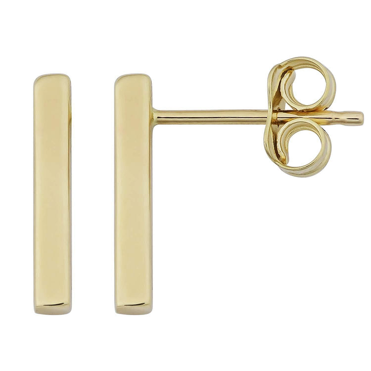 14K Gold Staple Bar Stud Earrings | Avie Fine Jewelry