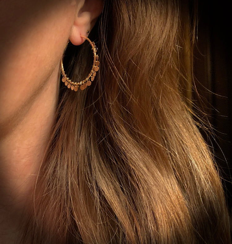 14K Gold Boho Shaker Dangle Hoop Earrings | Avie Fine Jewelry
